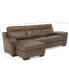 Julius II 3-Pc. Leather Sectional Sofa With 1 Power Recliner, Power Headrests, Chaise And USB Power Outlet