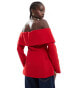 Extro & Vert longline corset bandeau blazer top in red