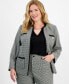 Фото #1 товара Plus Size Houndstooth Print Open Front Blazer