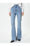 Фото #3 товара İspanyol Paça Kot Pantolon Yırtmaç Detaylı Dar Kesim Standart Bel - Victoria Slim Jeans
