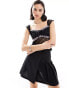 Фото #1 товара ASOS DESIGN cap sleeve lace top with ribbon detail in black