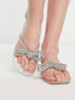 Simmi London Sage flat sandals with embellished bow in clear silver