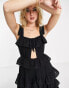 Фото #4 товара Reclaimed Vintage maxi smock dress with tiers in black