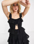 Reclaimed Vintage maxi smock dress with tiers in black