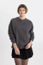 Фото #2 товара Oversize Fit Bisiklet Yaka Kalın Sweatshirt V2697az24sp