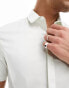 ASOS DESIGN Wedding slim sateen shirt with penny collar in ivory Бежевый, XS - Chest 36 - фото #2