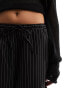 Фото #4 товара Monki drawstring straight leg trousers in black pinstripe