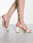 Фото #2 товара Truffle Collection strappy mid heeled square toe sandals in white