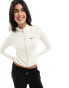 Фото #2 товара Nike mini swoosh ribbed zip through jacket in sail white