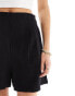 ASOS DESIGN Tall high waist seam detail shorts with linen in black