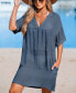 Фото #2 товара Women's Tan Loose-Fit V-Neck Cover-Up Dress