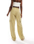 Noisy May linen mix loose cargo trouser in yellow stripe