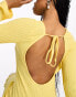 Pieces open back mini beach dress in yellow