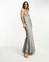 Nobody's Child Petite satin maxi slip dress in silver