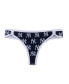 Women's Navy New York Yankees Allover Print Knit Thong Set
