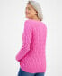 Фото #2 товара Women's Cotton Cable-Knit V-Neck Sweater, Created for Macy's