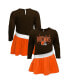 ფოტო #1 პროდუქტის Girls Infant Brown, Orange Cleveland Browns Heart to Heart Jersey Tri-Blend Dress