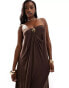 ASOS DESIGN hardware trim trapeze maxi dress in chocolate