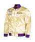 Фото #4 товара Men's Gold Distressed Los Angeles Lakers Team OG 2.0 Vintage-Like Logo Satin Full-Zip Jacket