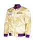 Men's Gold Distressed Los Angeles Lakers Team OG 2.0 Vintage-Like Logo Satin Full-Zip Jacket