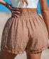 ფოტო #3 პროდუქტის Women's Pink Elastic Waist Wide Leg Shorts