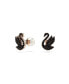 ფოტო #3 პროდუქტის Swan, Black, Rose Gold-Tone Iconic Swan Stud Earrings