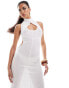 Murci textured high neck sleeveless cut out maxi dress in white