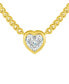 Фото #1 товара And Now This cubic Zirconia (7.5 ct.t.w.) Heart and Curb Chain Necklace in Fine Silver Plated