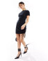 Фото #6 товара Missyempire off shoulder ruched side mini dress in black