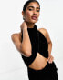 ASOS DESIGN velvet halter twist front cut out maxi dress in black