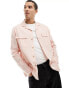 Фото #2 товара ASOS DESIGN linen blend revere collar overshirt with double pockets in light pink