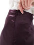 JDY satin mini skirt in deep plum