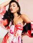 Фото #12 товара ASOS LUXE one shoulder puff sleeve mini dress with corset detail in floral print