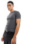 Фото #1 товара ASOS DESIGN muscle fit raglan t-shirt in dark grey crinkle fabric