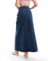 Фото #4 товара Moon River front slit denim midi skirt in mid blue