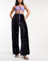 Extro & Vert wide leg slouchy velvet trousers in rainbow