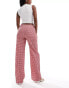 Pull&Bear pull on gingham check trousers in red