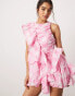 Фото #3 товара ASOS DESIGN ruffle mini dress with puffball skirt in oversized pink check