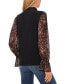 ფოტო #2 პროდუქტის Women's Sheer Printed Long-Sleeve Mock Neck Top