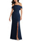 Фото #1 товара Plus Size One-Shoulder Draped Cuff Maxi Dress with Front Slit