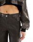 Фото #4 товара ONLY faux leather wide fit trouser in washed black