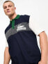 Фото #1 товара Lacoste loose fit colour block polo shirt in navy with front graphics