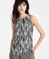 ფოტო #1 პროდუქტის Women's Printed Keyhole Sleeveless Top