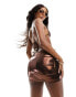 Фото #2 товара South Beach ruched mini beach skirt in brown metallic