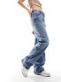 Mango straight leg oversized jeans in light blue