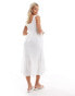 Mamalicious Maternity textured jersey midi dress with fril detail in white