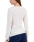 Фото #2 товара Women's Zip V-Neck Ruched Front Top, Created for Macy's