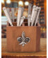 Фото #2 товара Square Caddy Acacia Wood Flatware, Serve Ware, Utensil, Carry-All Holder with Solid Pewter Fleur De Lis Accent, 4 Compartments