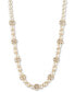 Фото #1 товара Marchesa gold-Tone Imitation Pearl & Crystal Button Station Necklace, 16" + 3" extender
