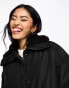 New Look puffer jacket with borg collar in black